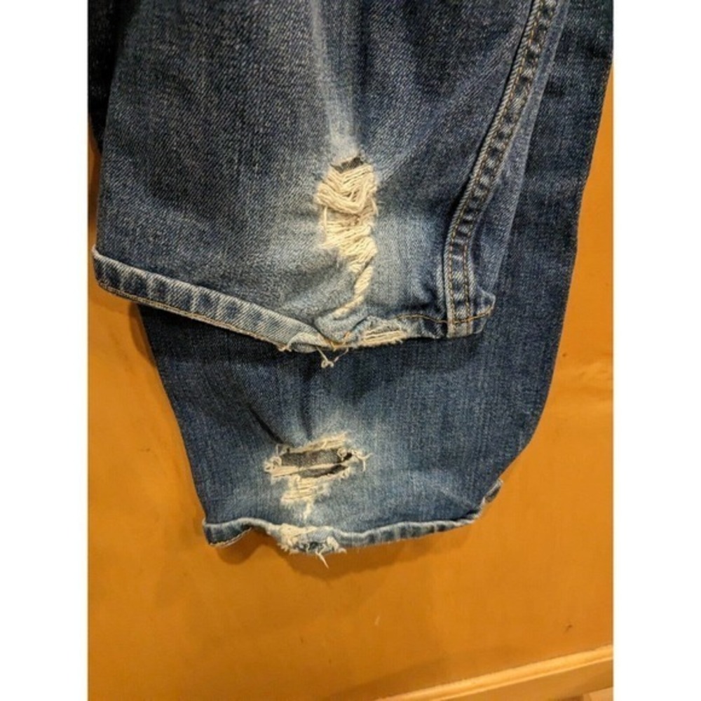 Levi's 514 Jeans 40X31 (actual) Blue zipper Fly Denim Jeans DISTRESSED CUFFS‎ - Picture 3 of 6